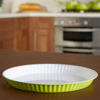 Lime Green and White Flan Dish | Ecocook