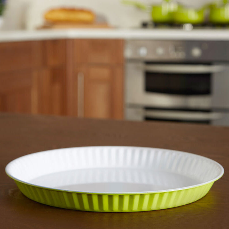 Lime Green and White Flan Dish | Ecocook