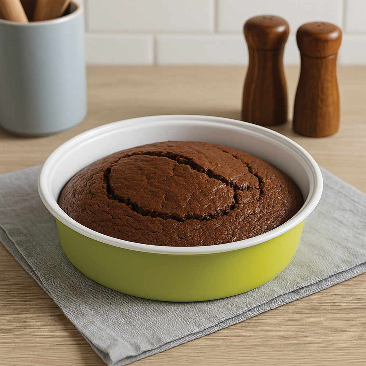 Lime Green and White Cake Tin | Ecocook