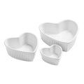 White Set of 3 Heart Shape Oven Dishes | Amour