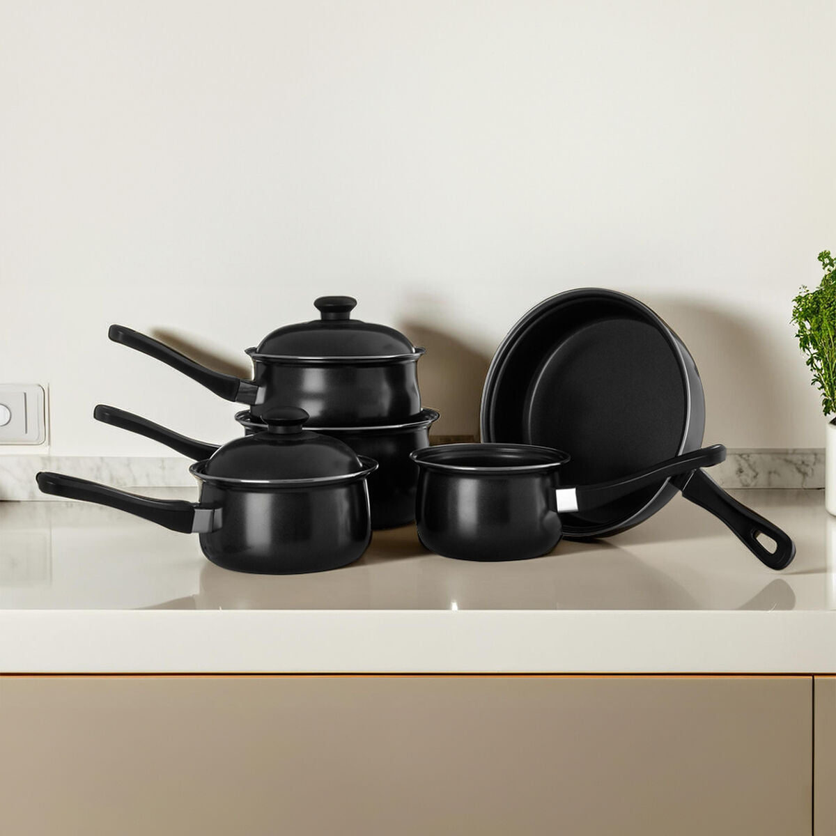 Black Non Stick 5 Piece Cookware Set | Viggo