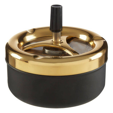 Medium Gold and Matte Black Spinning Ashtray | Siberia