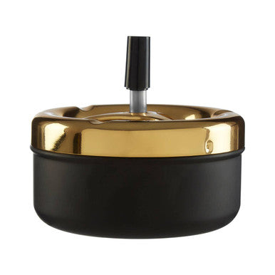Medium Gold and Matte Black Spinning Ashtray | Siberia