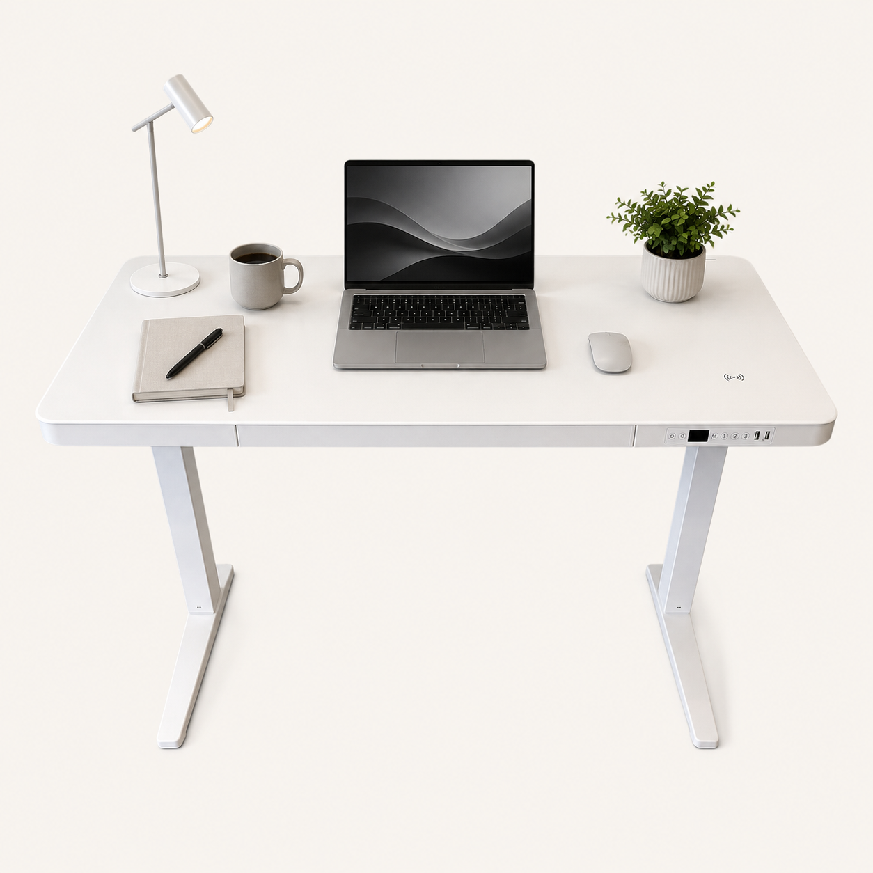 E-Max Electric Height Adjustable Desk White (Glass Top) – Purus Life