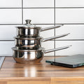 Set of 3 Stainless Steel Saucepans with Glass Lids | Crosse