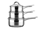Set of 3 Stainless Steel Saucepan with Lids | Crosse