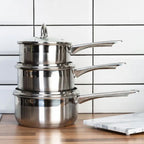 Set of 3 Stainless Steel Saucepan with Lids | Crosse
