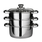 3 Tier Stainless Steel Steamer with Glass Lid | Crosse