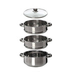 3 Tier Stainless Steel Steamer with Glass Lid | Crosse