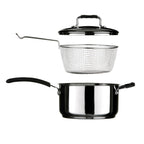 22 Cm Stainless Steel Chip Pan with Glass Lid and Wire Basket | Tenzo