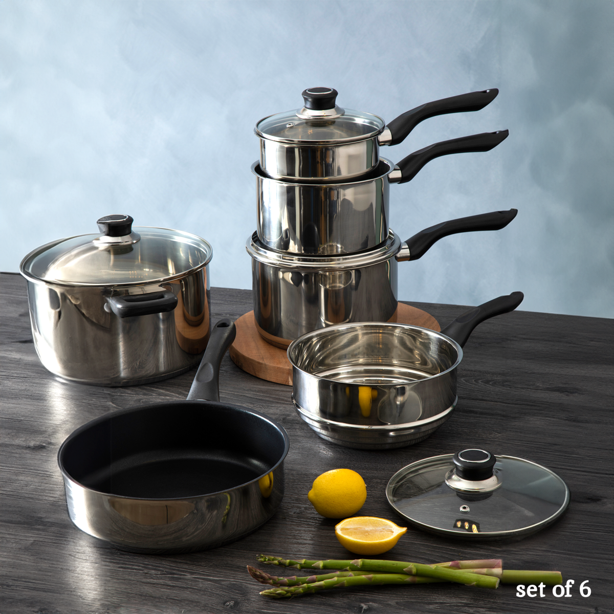 6 Piece Stainless Steel Cookware Set | Crosse