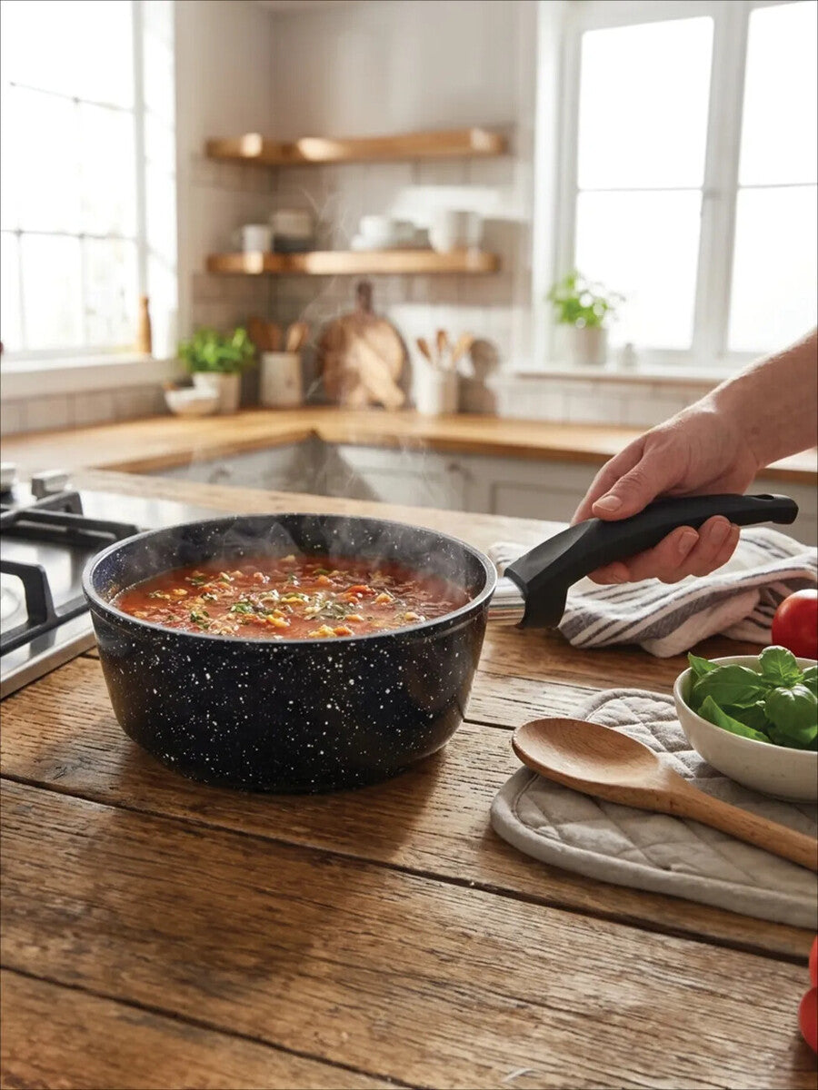 18Cm Saucepan with Glass Lid | Stoneflam