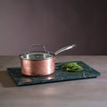 Small 16 Cm Hammered Copper Finish Saucepan with Lid | Minerva