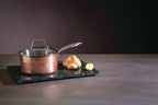 Minerva Medium 18 cm Hammered Copper Finish Saucepan with Lid