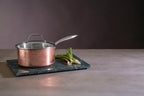 Copper Finish Large 20 Cm Hammered Saucepan with Lid | Minerva