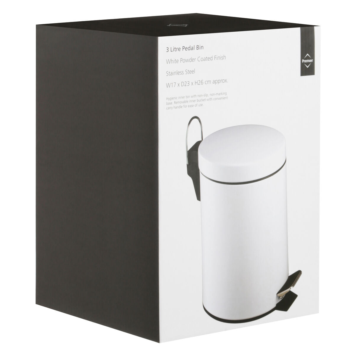White 3 Litre Pedal Bin | Parker