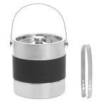 Silver Finish Ice Bucket with Tongs | Mixology