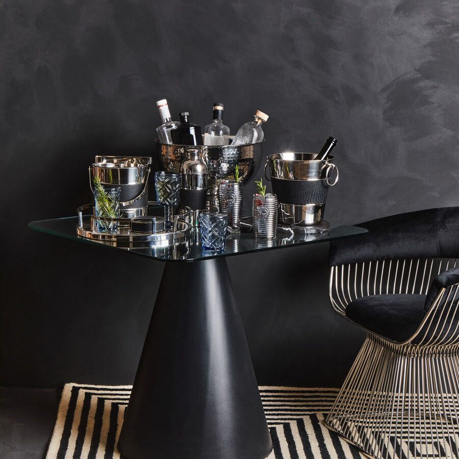 Silver Finish Ice Bucket with Tongs | Mixology