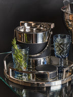 Silver Finish Ice Bucket with Tongs | Mixology