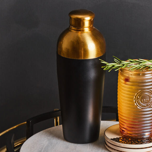 Gold Finish and Black Cocktail Shaker | Mixology