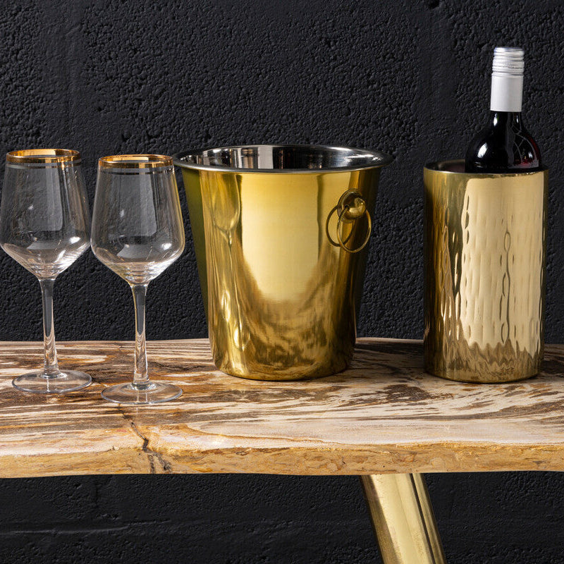 Hammered Gold Finish Wine Cooler | Mixology