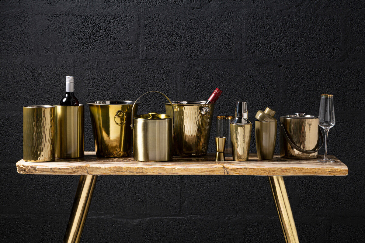 Hammered Gold Finish Wine Cooler | Mixology
