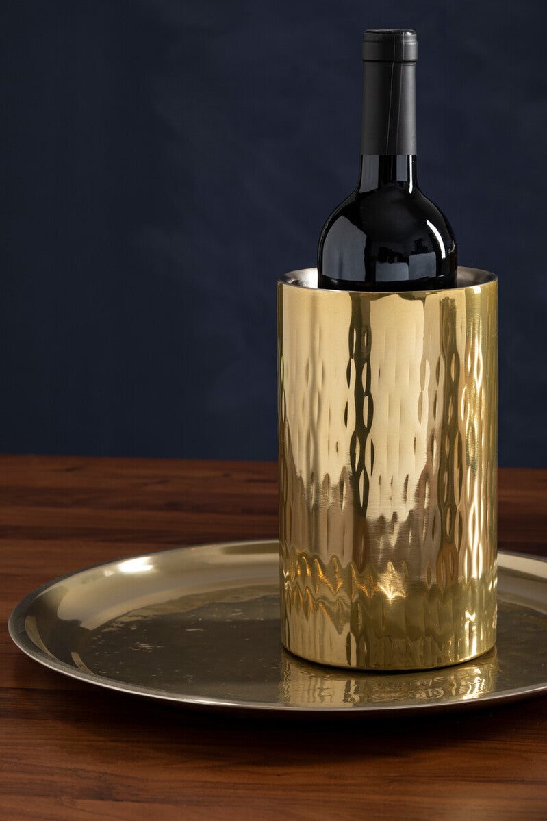 Hammered Gold Finish Wine Cooler | Mixology