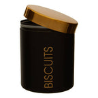 Black Enamel Biscuit Canister with Gold Lid | Liberty