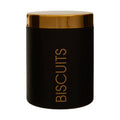Black Enamel Biscuit Canister with Gold Lid | Liberty