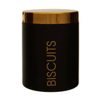Black Enamel Biscuit Canister with Gold Lid | Liberty