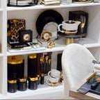 Black Enamel Pasta Canister with Gold Lid | Liberty