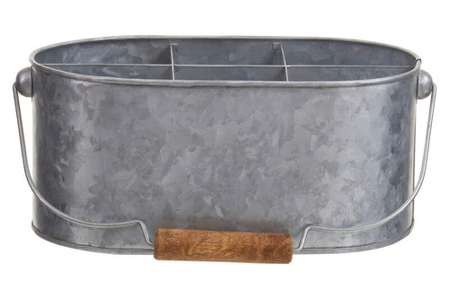 6 Compartment Oval Galvanised Steel Caddy | Drummond