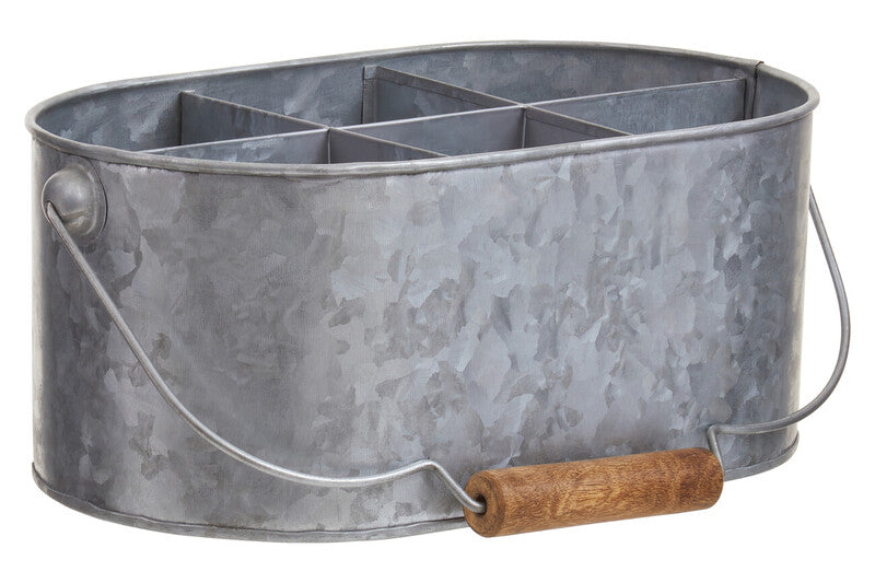 6 Compartment Oval Galvanised Steel Caddy | Drummond