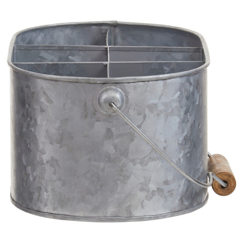 6 Compartment Oval Galvanised Steel Caddy | Drummond