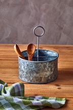 Galvanised Steel 4 Compartment Round Cutlery Caddy | Drummond
