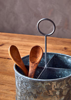 Galvanised Steel 4 Compartment Round Cutlery Caddy | Drummond