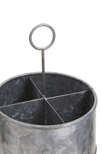 Galvanised Steel 4 Compartment Round Cutlery Caddy | Drummond