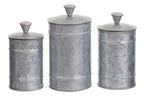 Set of Three Galvanised Steel Canisters | Drummond
