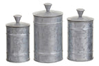 Set of Three Galvanised Steel Canisters | Drummond