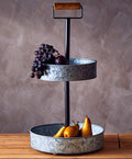 Drummond Two Tier Galvanised Steel Cake Stand With Handle