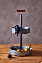 Drummond Two Tier Galvanised Steel Cake Stand With Handle