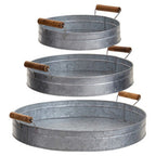 Set of Three Round Galvanised Steel Trays | Drummond