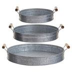 Set of Three Round Galvanised Steel Trays | Drummond