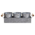 Set of 3 Galvanised Steel Flower or Herb Pots with Tray | Drummond