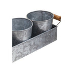 Set of 3 Galvanised Steel Flower or Herb Pots with Tray | Drummond