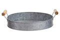 Round Galvanised Steel Tray with Wood Handles | Drummond