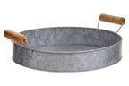 Round Galvanised Steel Tray with Wood Handles | Drummond