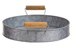 Round Galvanised Steel Tray with Wood Handles | Drummond
