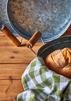 Round Galvanised Steel Tray with Wood Handles | Drummond