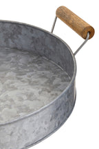 Round Galvanised Steel Tray with Wood Handles | Drummond